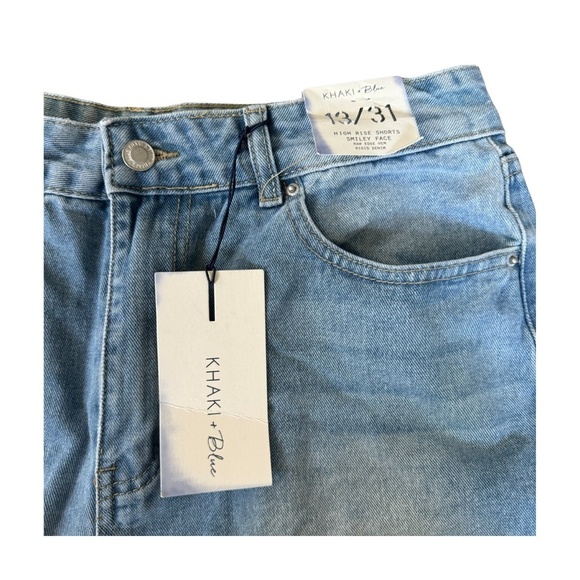 KHAKI + BluE Cut off Denim shorts with smileys! Size 13 | 31 - Picture 2 of 7